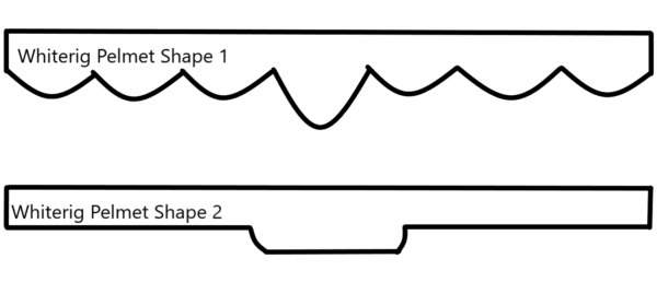 Whiterig Truck Curtains - Pelmet shape 1 and shape 2 diagram.