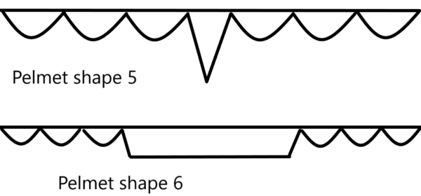 Whiterig Truck Curtains - Pelmet shape 5 and shape 6 diagram.