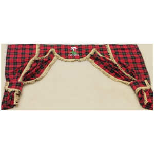 Whiterig Truck Curtains Cab curtains set with curtains, pelmet and tiebacks. Red check fabric with logo.