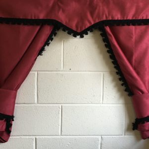 Red faux suede cab curtain set by Whiterig Truck Curtains