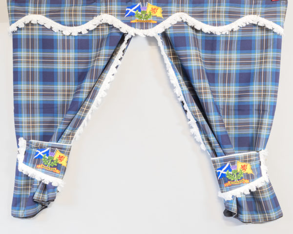 made to order truck curtains in blue check
