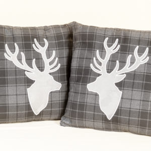 Pair of tartan cushions from Whiterig Truck Curtains