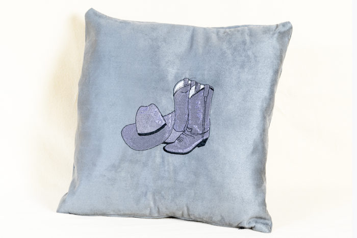 Cowboy hat and boots cushion from Whiterig Truck Curtains