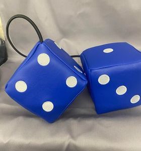 Whiterig blue leatherette hanging dice