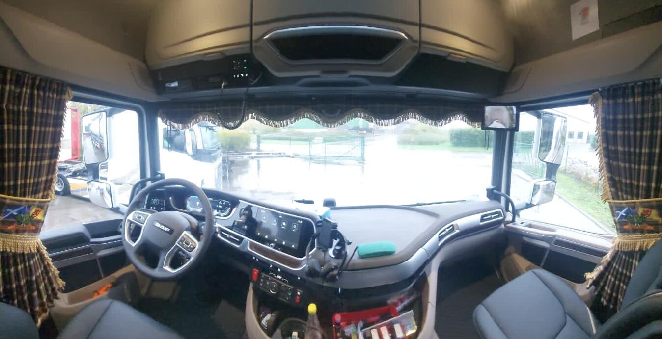 Truck interior featuring curtains by Whiterig Truck Curtains